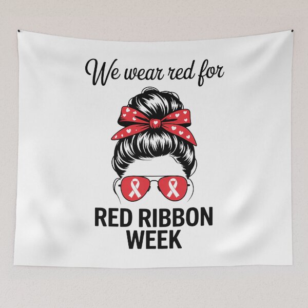 Item preview, We Wear Red for Red Ribbon Week Awareness Messy Bun Teacher designed and sold by papertaless.