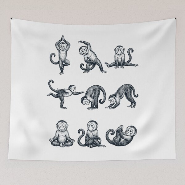 Item preview, Vintage Monkey Yoga Poses Funny Meditation Animal Lover designed and sold by DoodleTortle.