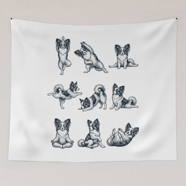 Item preview, Vintage Papillon Yoga Poses Funny Meditation Dog Mom Lover designed and sold by DoodleTortle.