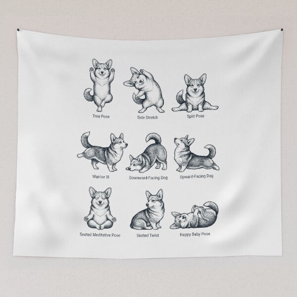Item preview, Vintage Pembroke Welsh Corgi Yoga Poses Funny Meditation Dog Mom Lover designed and sold by DoodleTortle.