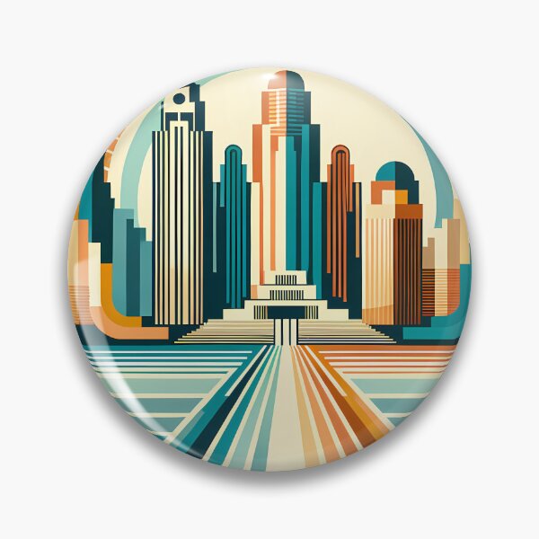 Item preview, Geometric Art Deco City Skyline designed and sold by InkSmithery.