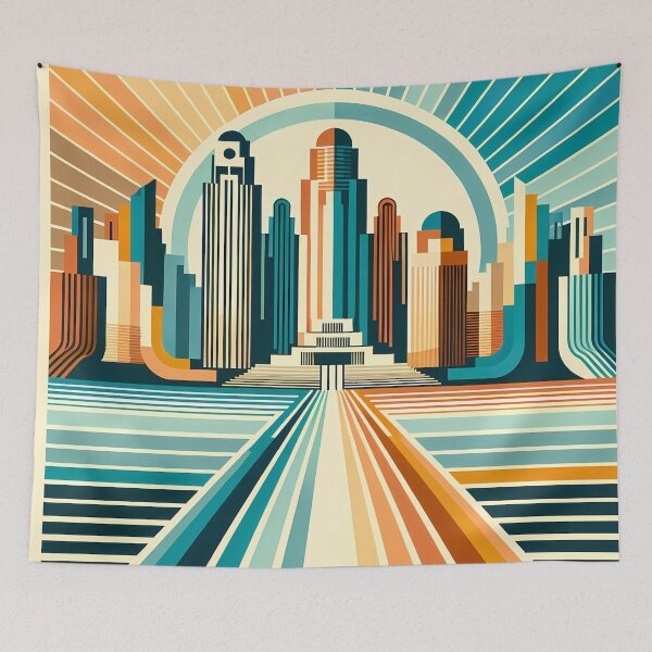 Item preview, Geometric Art Deco City Skyline designed and sold by InkSmithery.