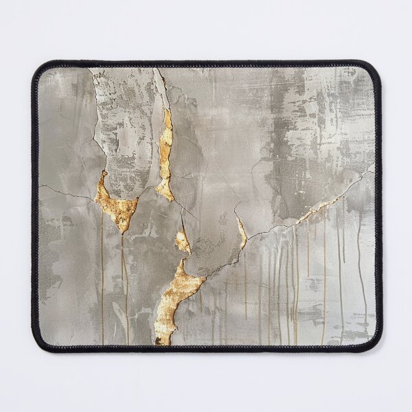 Item preview, Wabi Sabi wall art with gold cracks – Abstract concrete look in grey and gold designed and sold by CosmicGlyph.