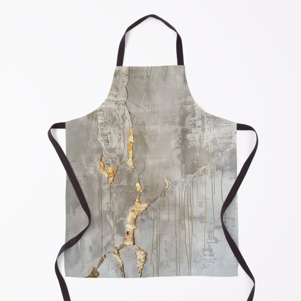 Item preview, Wabi Sabi wall art with gold cracks – Abstract concrete look in grey and gold designed and sold by CosmicGlyph.