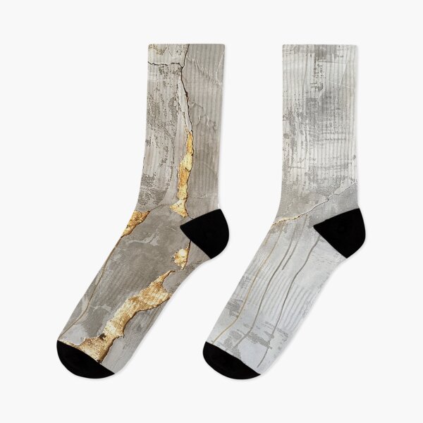 Item preview, Wabi Sabi wall art with gold cracks – Abstract concrete look in grey and gold designed and sold by CosmicGlyph.