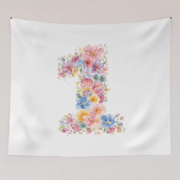 Item preview, 1st birthday flowers  watercolor designed and sold by uunaa.