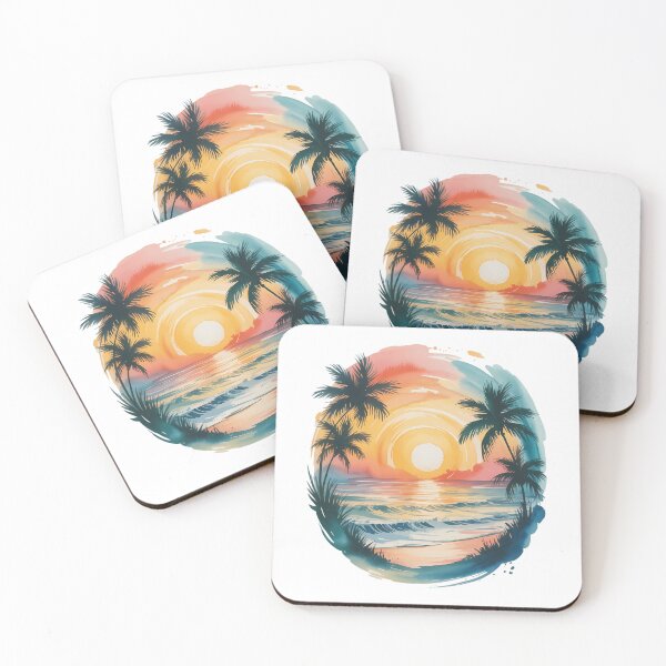 Item preview, Tropical Sunset Sun Palm Tree Beach designed and sold by papertaless.
