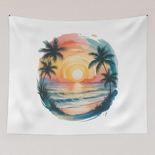 Item preview, Tropical Sunset Sun Palm Tree Beach designed and sold by papertaless.