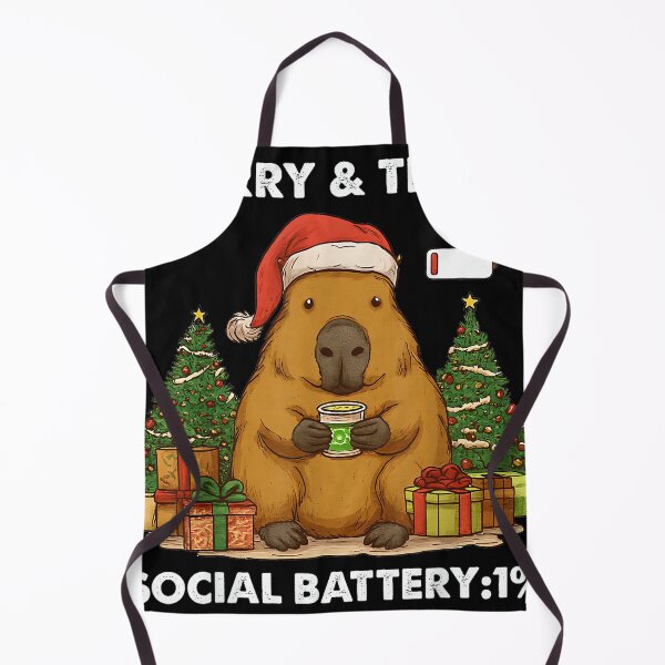 Item preview, Funny Capybara Christmas Merry and Tired Social Battery 1% designed and sold by JohnVBurks.
