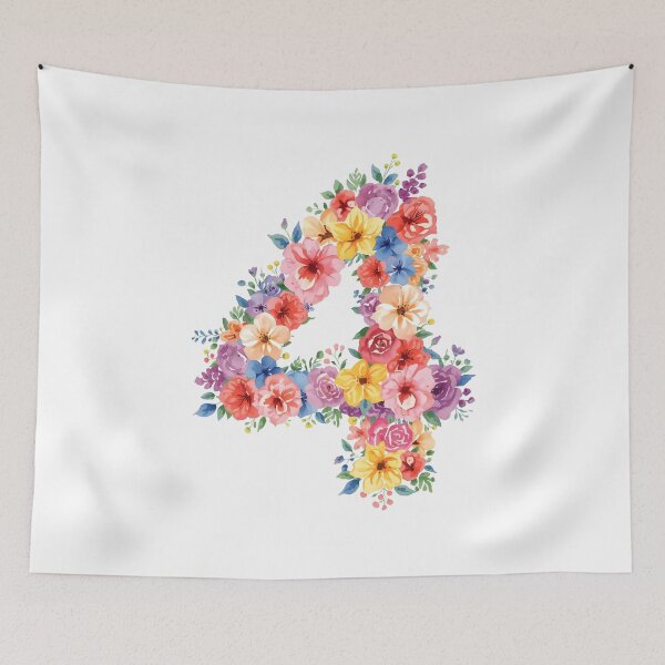 Item preview, 4th birthday flowers  watercolor designed and sold by uunaa.