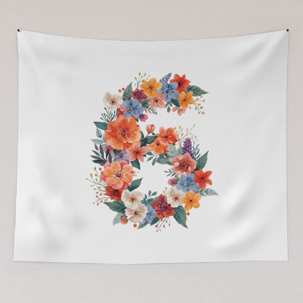 Item preview, 6th birthday flowers  watercolor designed and sold by uunaa.