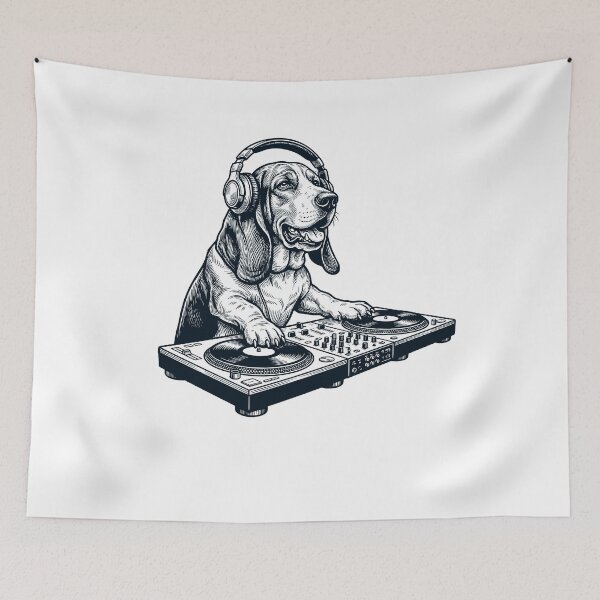 Item preview, Vintage Retro Basset Hound DJ Dog Mom Dad Music Lover designed and sold by TerryConnells.