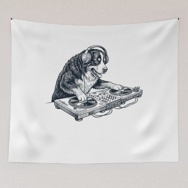 Item preview, Vintage Retro Bernese Mountain Dog DJ Dog Mom Dad Music Lover designed and sold by TerryConnells.