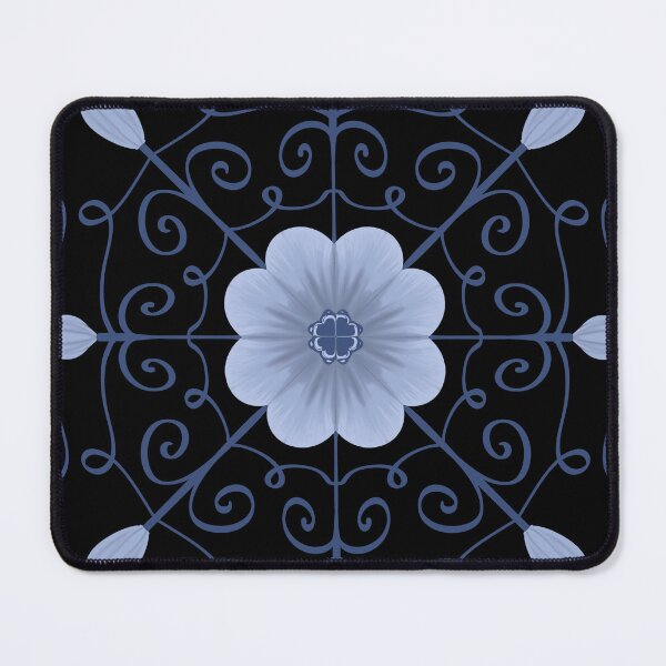 Item preview, Abstract floral pattern in blue with dark background designed and sold by lovelypatterns.