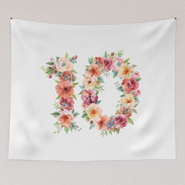 Item preview, 10th birthday flowers  watercolor designed and sold by uunaa.