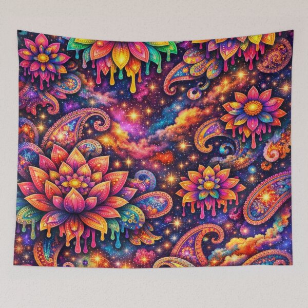 Item preview, Cosmic Psychedelic Floral Drip Art – Boho Galaxy Paisley Design designed and sold by 3free3street - Neon & Graffiti Digital Art.