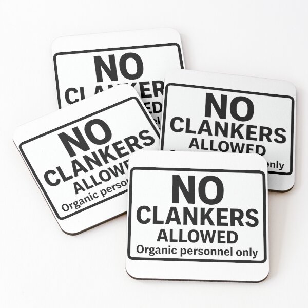 Item preview, funny no clankers allowed white sticker designed and sold by octozap.