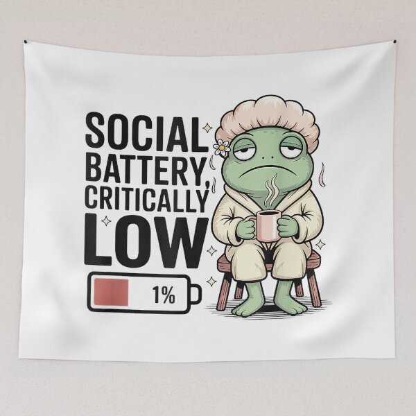 Item preview, Funny Social Battery Critically Low Frog Introvert designed and sold by JohnVBurks.