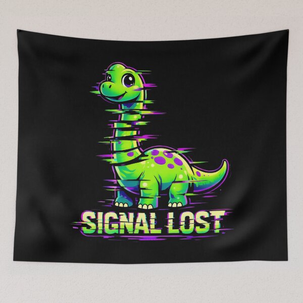 Item preview, Glitch Brachiosaurus Signal Lost Vaporwave Art designed and sold by SplashTastic.