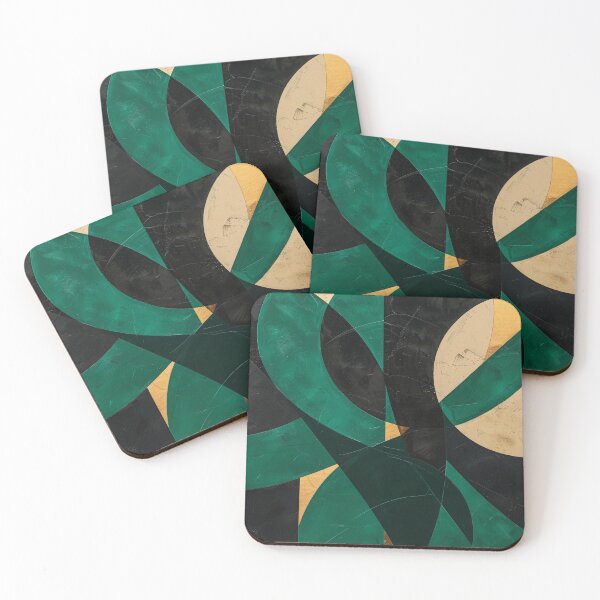 Item preview, Emerald Geometry Wall Art – Abstract Design in Green, Black, and Gold designed and sold by CosmicGlyph.