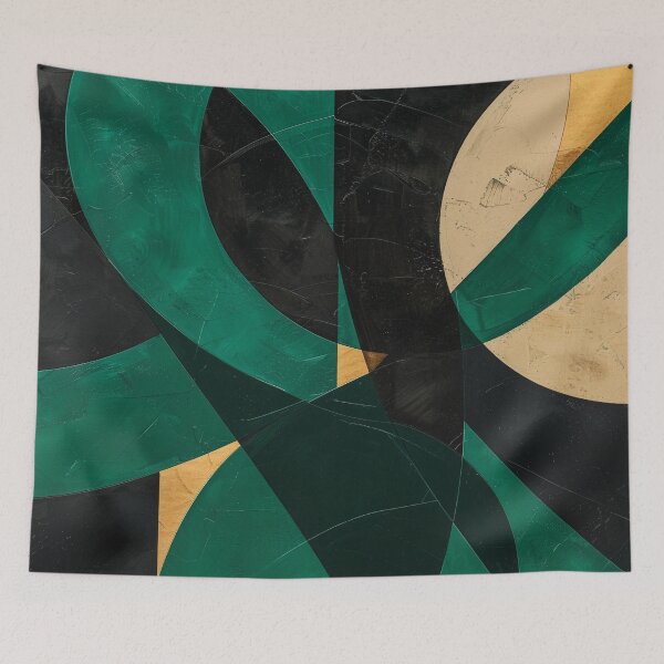 Item preview, Emerald Geometry Wall Art – Abstract Design in Green, Black, and Gold designed and sold by CosmicGlyph.