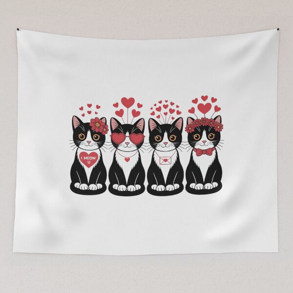 Item preview, Tuxedo Cat Hearts Valentines Day Cat Lovers designed and sold by Formatage.