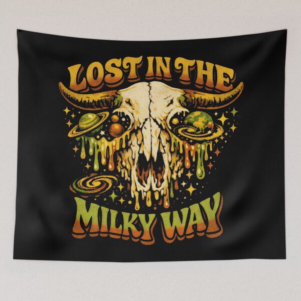 Item preview, Melting Bull Skull Lost in the Milky Way Psychedelic Art designed and sold by SplashTastic.