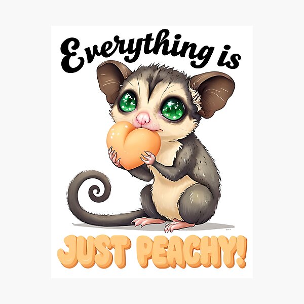 Item preview, Everything is Just Peachy! - Cute Chibi Sugar Glider designed and sold by ArtisticDesignsbyLinda.