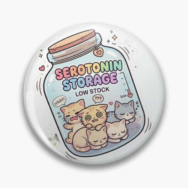 Item preview, Serotonin Storage Low Stock Sticker | Cute Tired Cats | Funny Mental Health Cat Design designed and sold by GozdeSoftChaos.