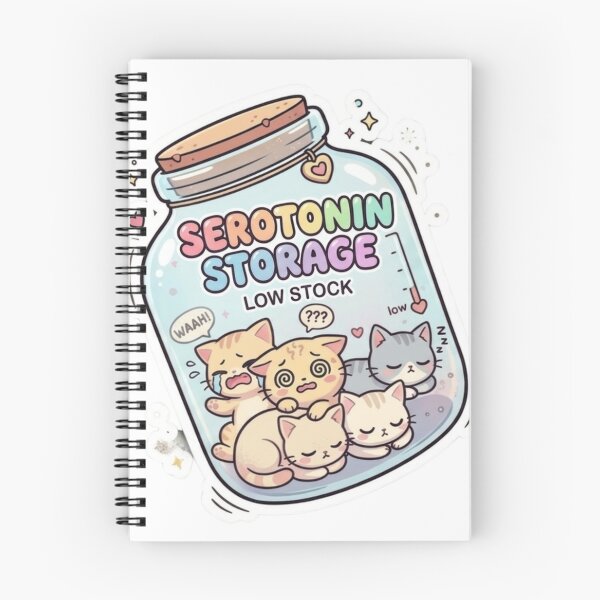 Item preview, Serotonin Storage Low Stock Sticker | Cute Tired Cats | Funny Mental Health Cat Design designed and sold by GozdeSoftChaos.