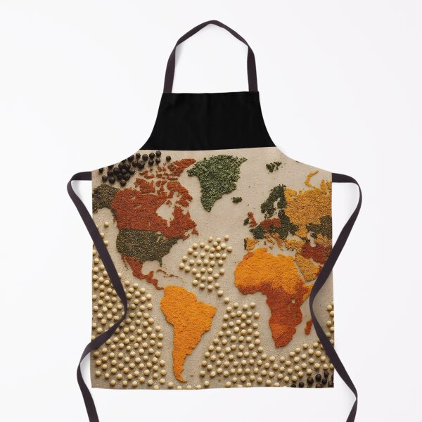 Item preview, World Map Made of Spices on Beige Background – Creative Culinary Concept designed and sold by EmeraldeaArt.