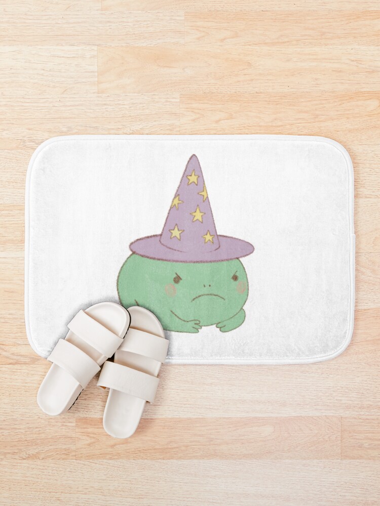 Thumbnail 1 of 6, Bath Mat, Grumpy Witch Frog designed and sold by PastelPawsLab.