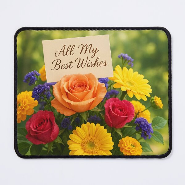 Item preview, All My Best Wishes Card in Fresh Mixed Flower Bouquet  designed and sold by EmeraldeaArt.