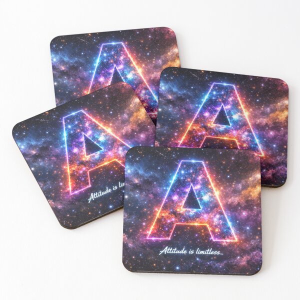 Item preview, Cosmic Galaxy Letter A with Limitless Attitude Quote designed and sold by rajasekhark.