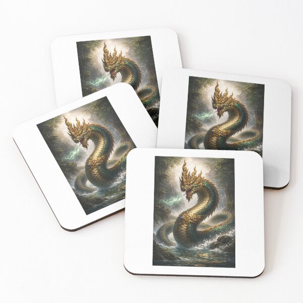 Item preview, Majestic Golden Naga Dragon designed and sold by Design & Illustration shop.