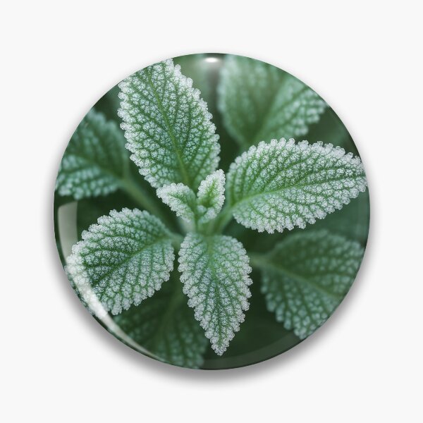 Item preview, Frosty Herb Leaves Close-Up – Icy Edges on Green Sage or Mint designed and sold by EmeraldeaArt.