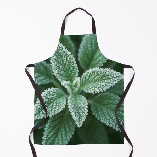 Item preview, Frosty Herb Leaves Close-Up – Icy Edges on Green Sage or Mint designed and sold by EmeraldeaArt.