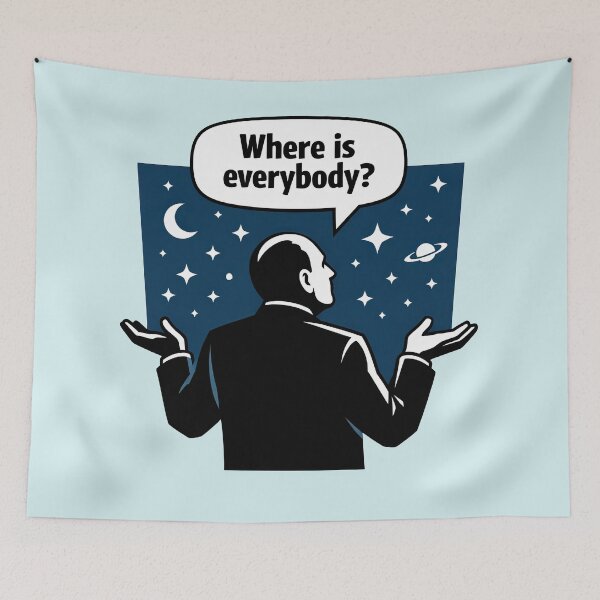 Item preview, Fermi Paradox Cosmic Mystery Space Art designed and sold by Retr0Tshirts.
