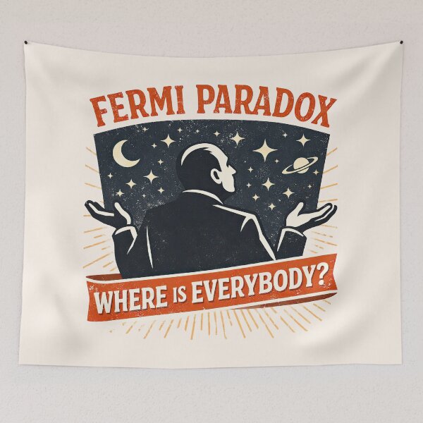 Item preview, Fermi Paradox Alien Mystery Space Illustration designed and sold by Retr0Tshirts.
