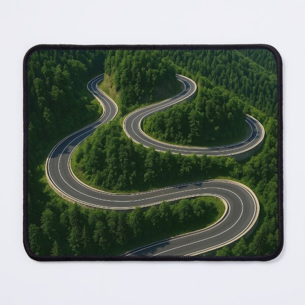 Item preview, Meandering Road Through Green Forest – Aerial Nature View designed and sold by EmeraldeaArt.