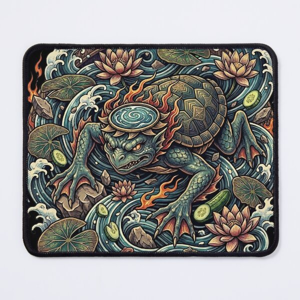 Item preview, Detailed Japanese Kappa Yokai Traditional Tattoo Style Art designed and sold by UltimateJapan.