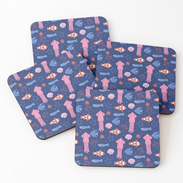 Item preview, funny sea animals on a blue background. designed and sold by burbura.