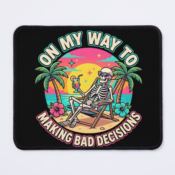 Item preview, On My Way To Making Bad Decisions Funny Skeleton Beach Vacation Shirt designed and sold by LunaMagicStudio.