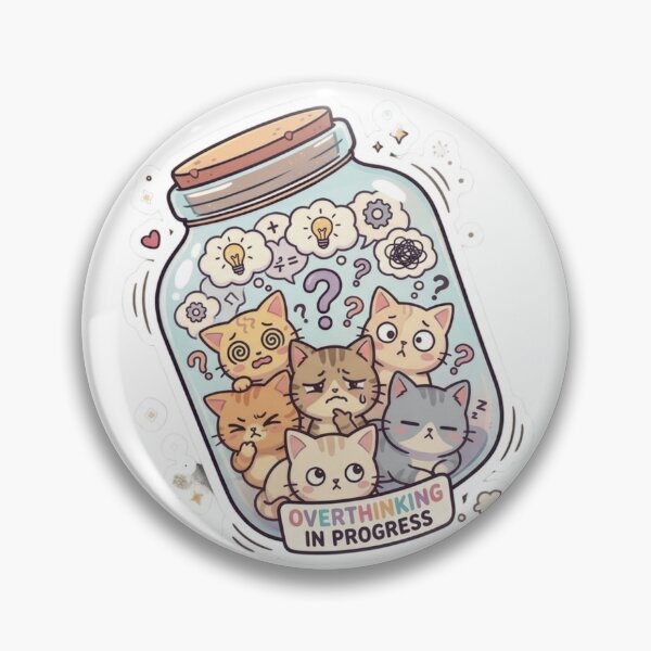 Item preview, Overthinking In Progress Sticker | Funny Anxiety Cats | Kawaii Mental Health Cat Design designed and sold by GozdeSoftChaos.