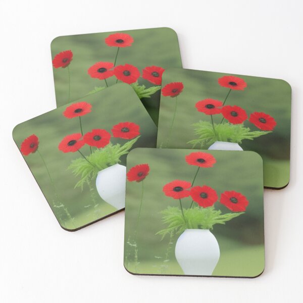 Item preview, A bouquet of red poppies in a white vase – natural elegance for modern art lovers designed and sold by FotoworldEdel.