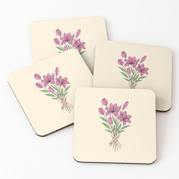 Item preview, Minimalistic breast cancer flowers designed and sold by Pamelarts.