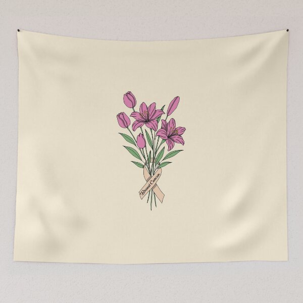 Item preview, Minimalistic breast cancer flowers designed and sold by Pamelarts.