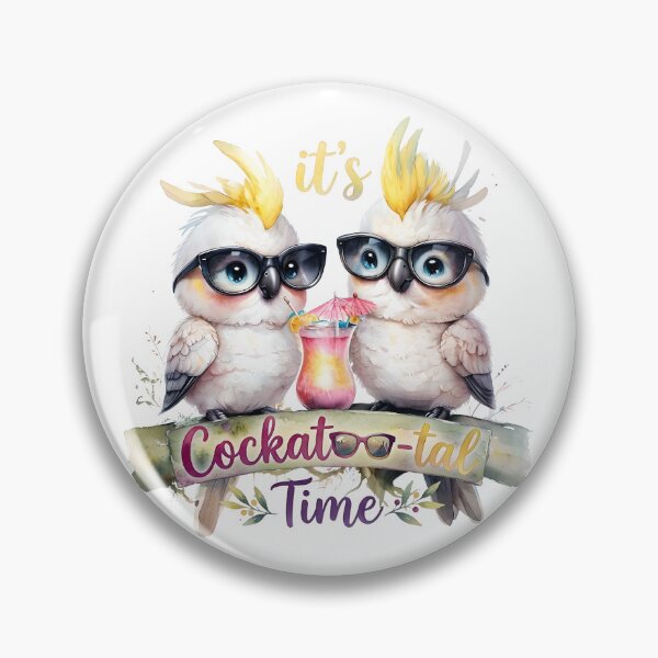 Item preview, It’s Cockatoo-tal Time! - Cute Chibi Cockatoos with Tropical Drink designed and sold by ArtisticDesignsbyLinda.