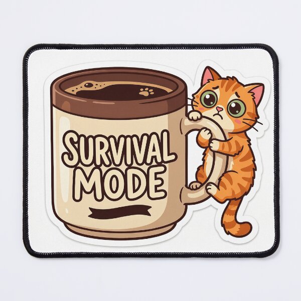 Item preview, Survival Mode Coffee Cat – Funny Tired Kitten Coffee Lover designed and sold by Furfolkz.