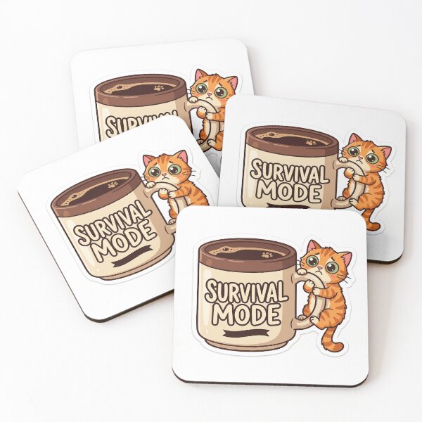 Item preview, Survival Mode Coffee Cat – Funny Tired Kitten Coffee Lover designed and sold by Furfolkz.